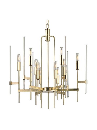 Bari 12-Light Chandelier in Aged Brass.